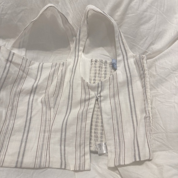 ANTONIO MELANI Womens 10 White Striped Fitted Crop Tank Top Lined 100%cotton - Picture 9 of 10